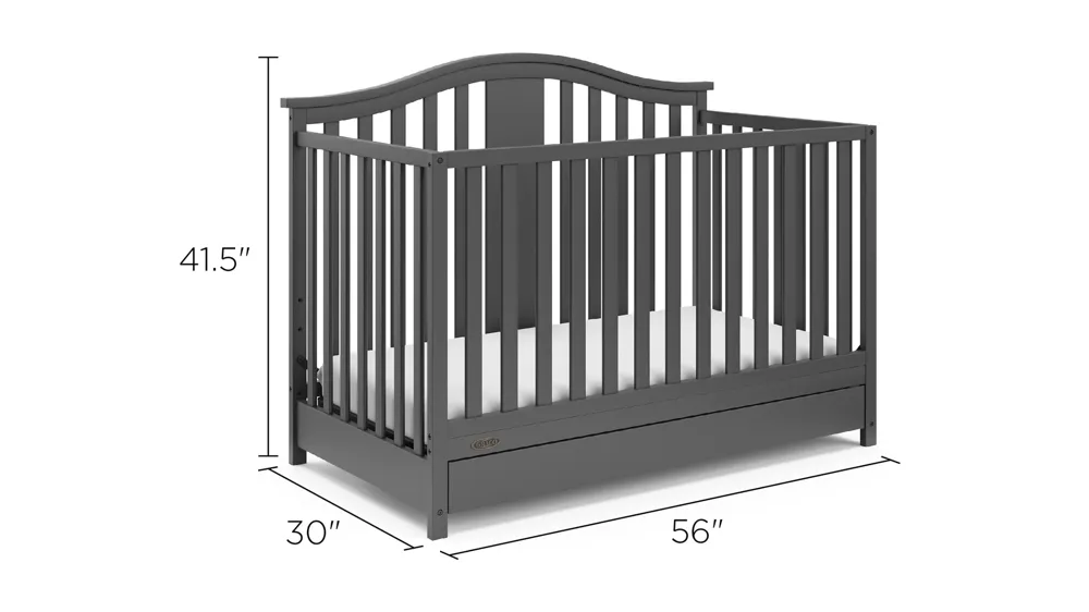 Solano 4 in 1 Convertible Crib w/ Drawer Dimensions