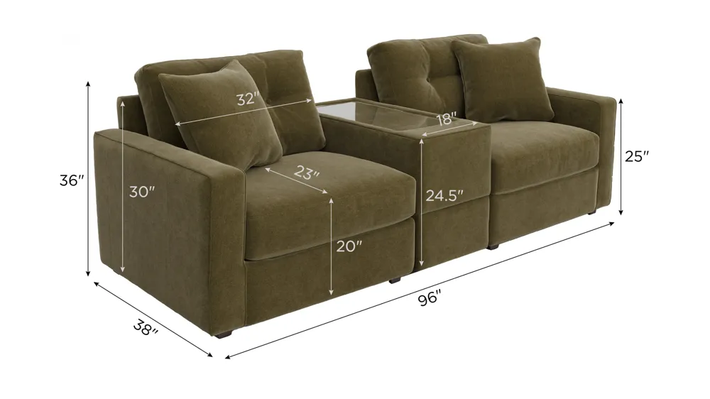 ModularOne 3-pc. Console Loveseat Dimensions