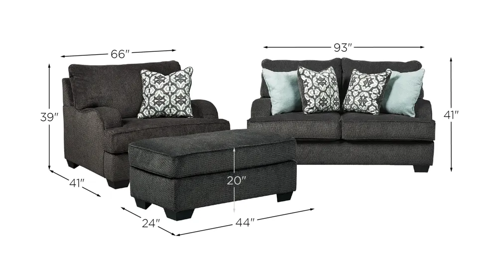 Charenton 3-PC Set Dimensions