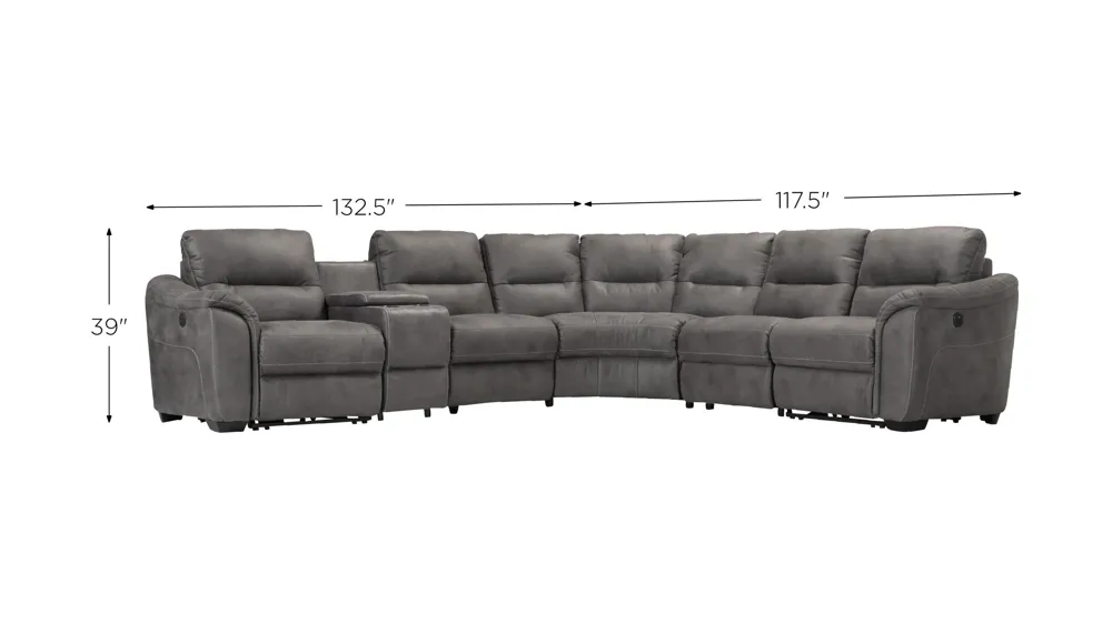 Rockland Microfiber 6-pc. Power Sectional Dimensions