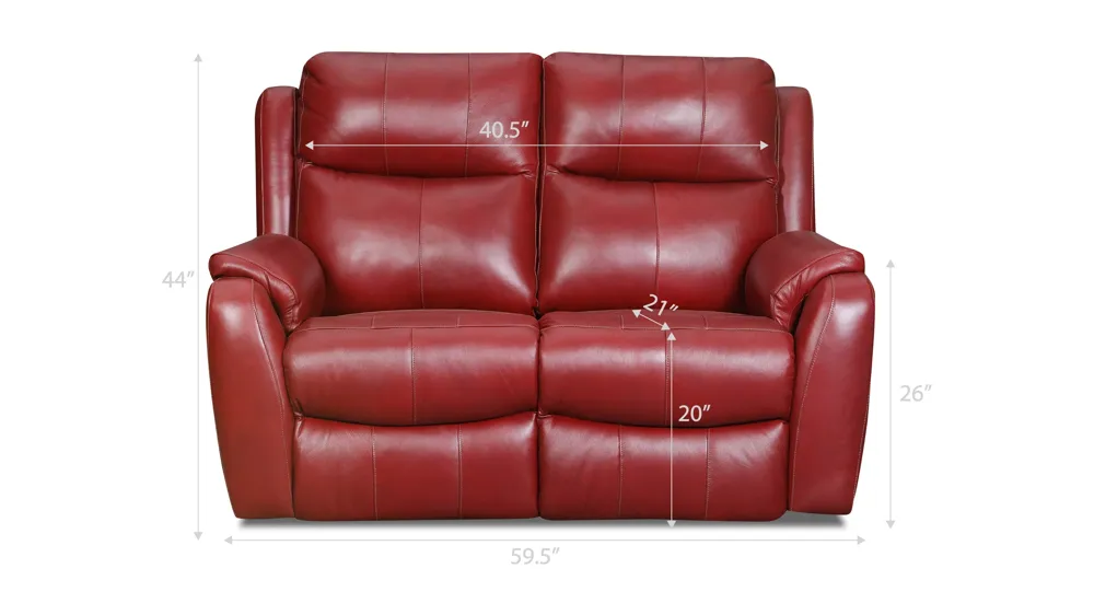 Stevens Reclining Leather Loveseat Dimensions