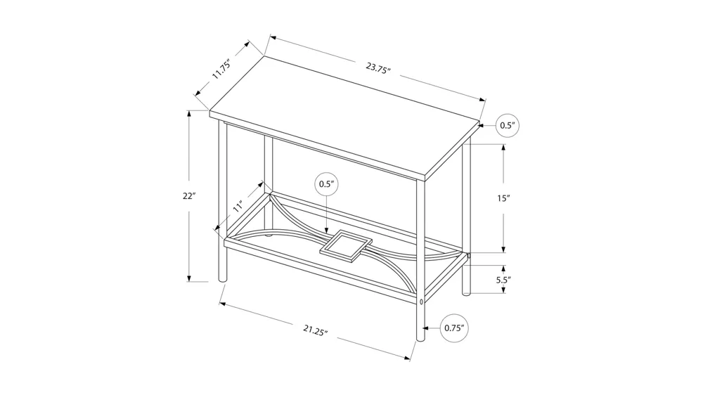 Monarch Specialties 2 Tier Side Table Dimensions