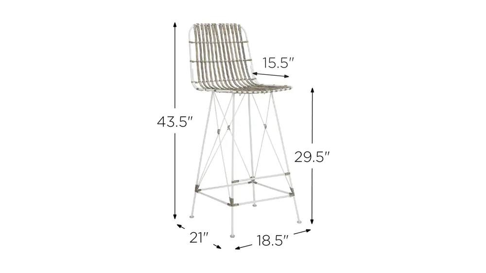 Kenzie Wicker Bar Stool - Set of 2 Dimensions