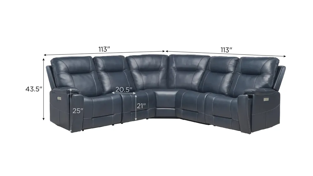 Barnett 5-pc. Power Sectional Dimensions