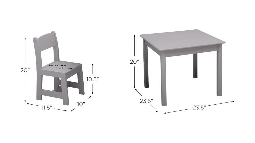 MySize Wood Table and Two Chair Set by Delta Children Dimensions