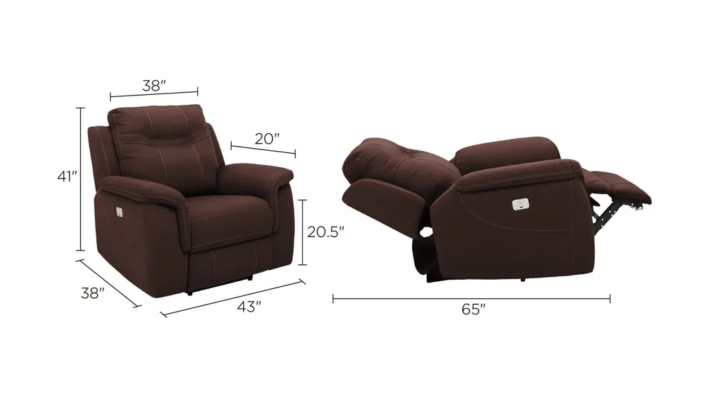 Stanfield Dual Power Layflat Recliner Dimensions