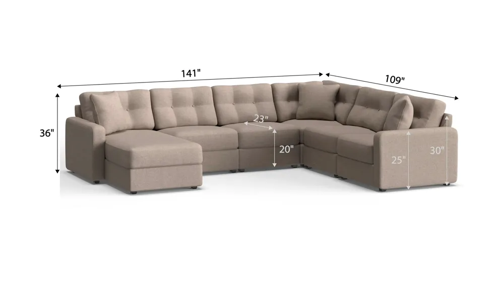 ModularOne 6-pc. Sectional Dimensions