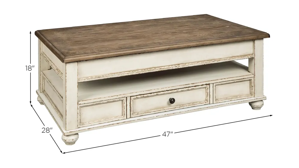 Libbie Lift-Top Cocktail Table Dimensions