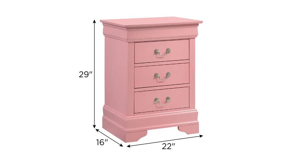 Rossie 3-Drawer Nightstand Dimensions