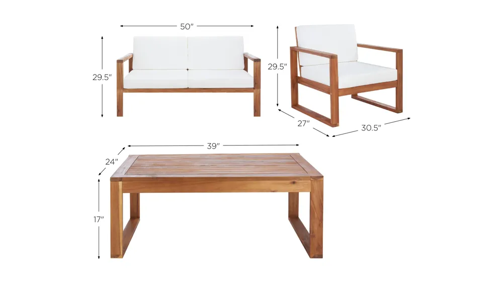 Emiko 4-pc. Patio Set Dimensions