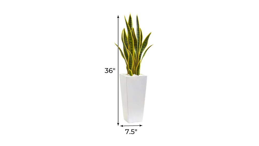 3ft. Sansevieria Artificial Plant in White Planter Dimensions