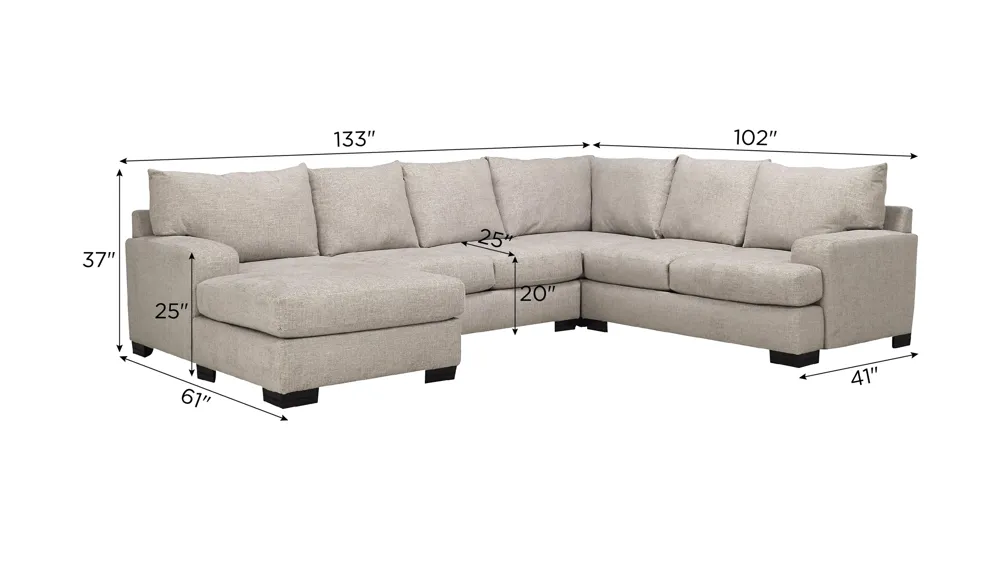 Cooper 4-pc. Sectional Dimensions