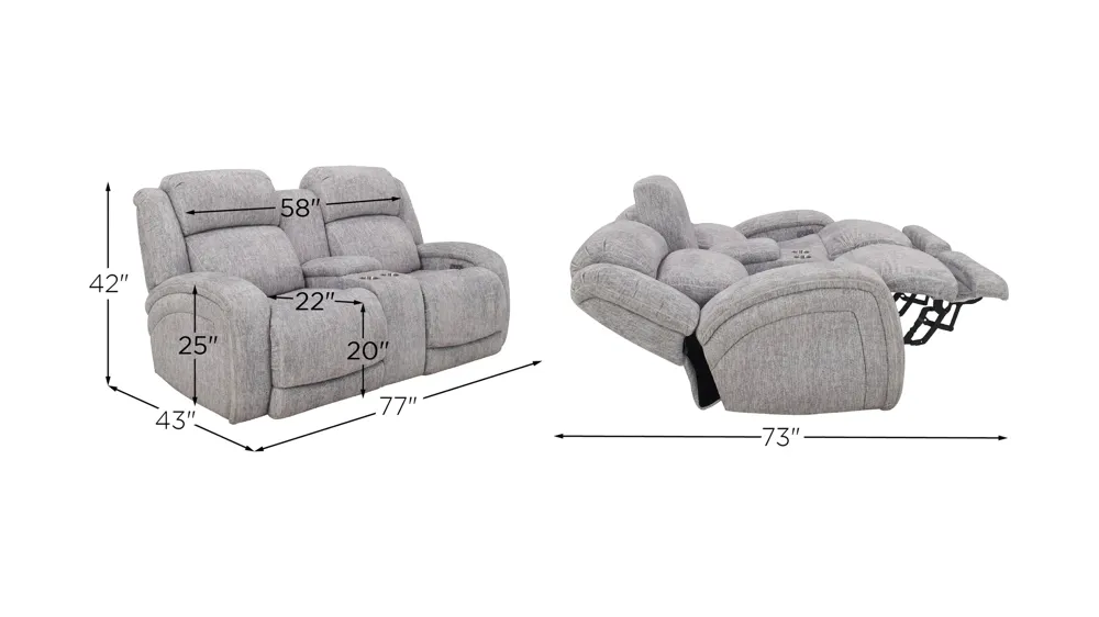 Zane Power Console Loveseat w/ Power Headrest and Power Lumbar