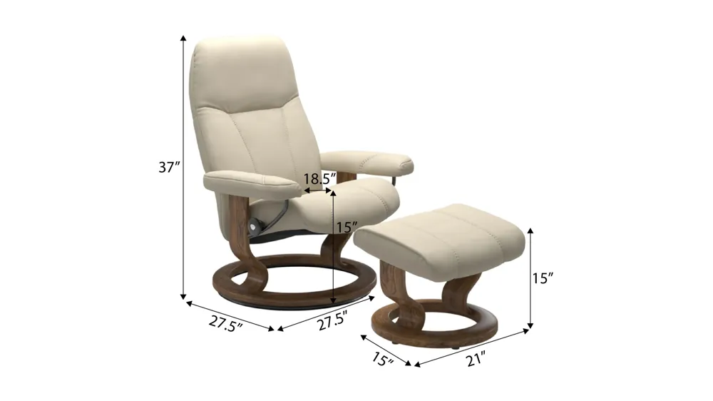 Consul Small Recliner & Ottoman Dimensions