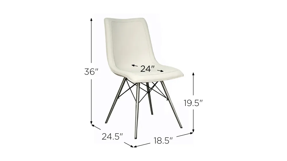 Blaine Dining Chair Stainless Steel Legs: Set of 2 Dimensions