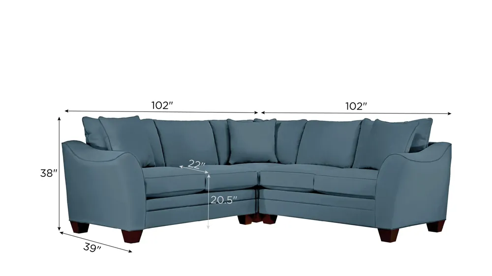 Foresthill 3-pc. Symmetrical Loveseat Sectional Sofa Dimensions