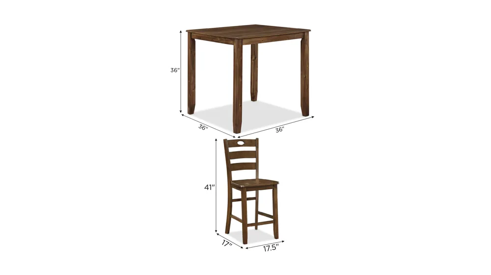 Ashborn 5-pc. Counter Height Dining Set Dimensions