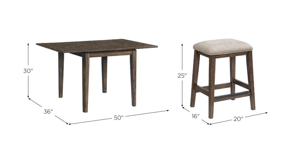 Magna 3-pc. Counter Height Dining Set Dimensions