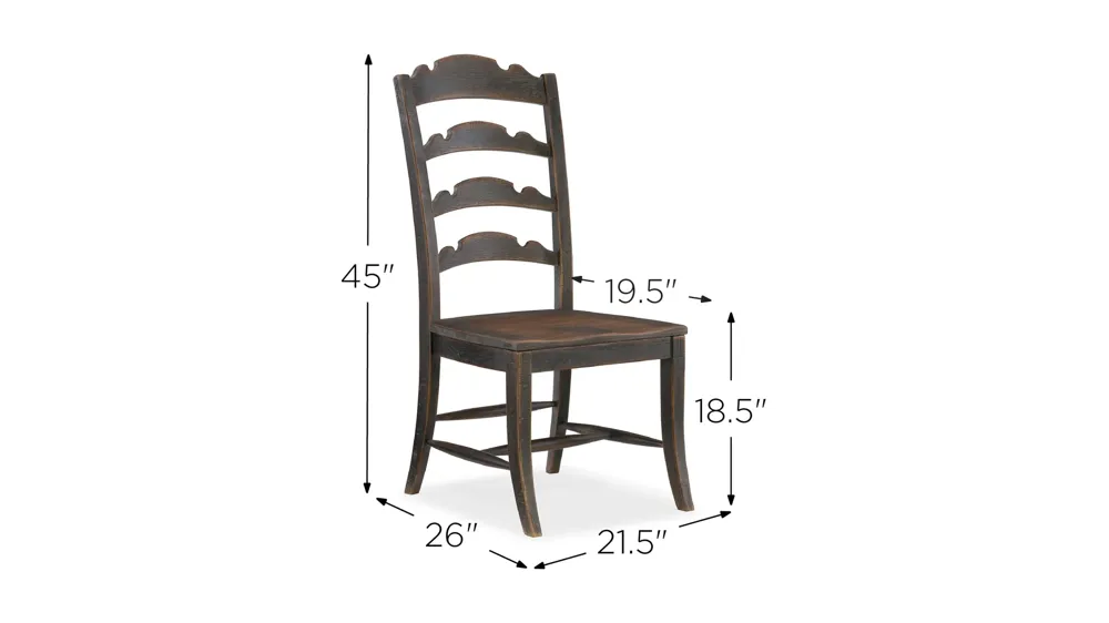 Hill Country Twin Sisters Ladderback Side Chair - Set of 2 Dimensions