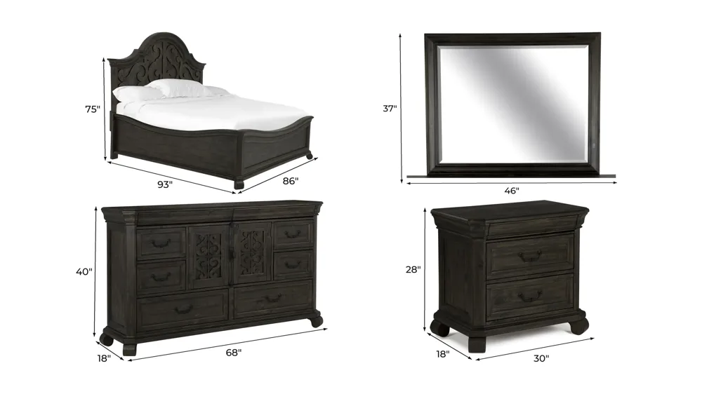 Bellamy 4-pc. Bedroom Set Dimensions