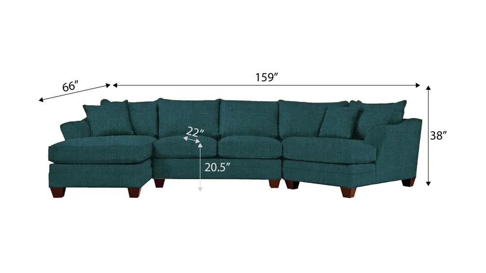 Foresthill 3-pc. Left Hand Facing Sectional Sofa Dimensions