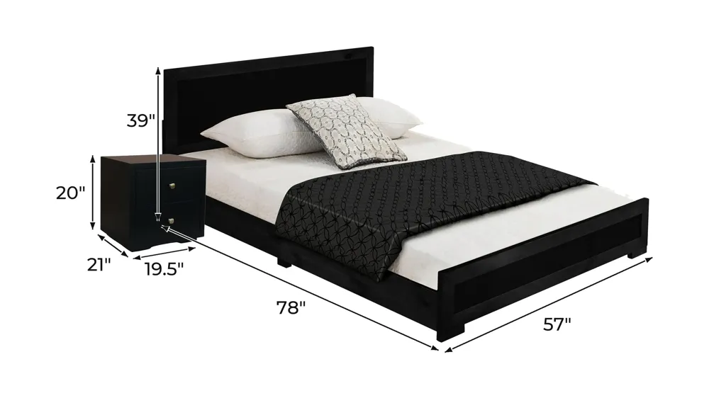 Trent Platform Bed with 1 Nightstand Dimensions