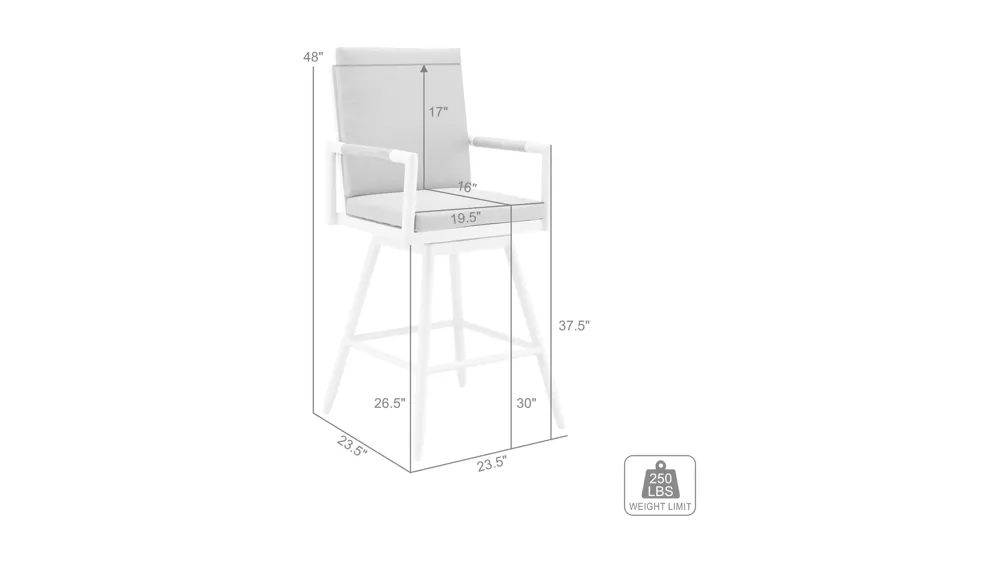 Crown 48" Outdoor Swivel Bar Stool Dimensions