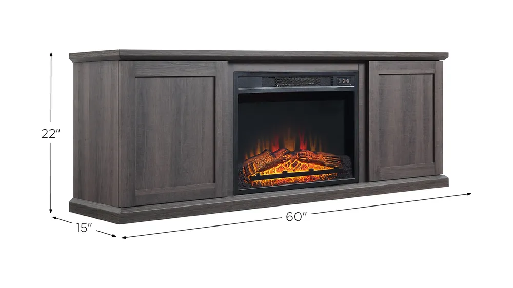 Franklin 60" TV Console with Fireplace Dimensions