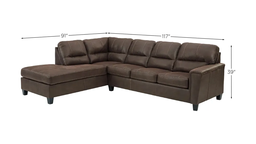 Navi 2-pc. Sleeper Sectional with Chaise Dimensions