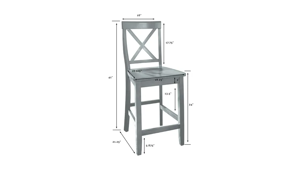 X-Back Counter Stool - Set of 2 Dimensions