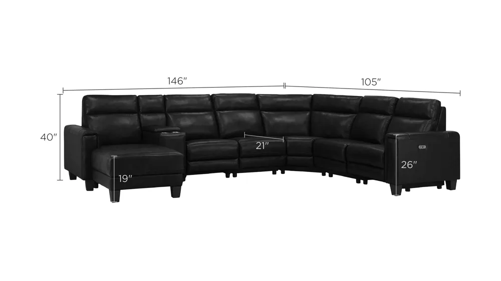 Ace 7-pc. Power Sectional Dimensions