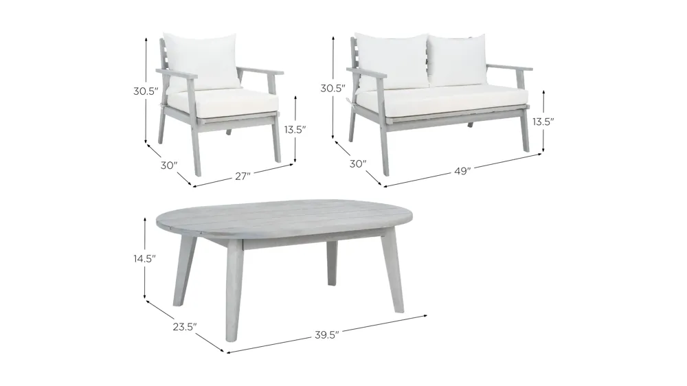 Dagny 4-pc. Patio Set Dimensions