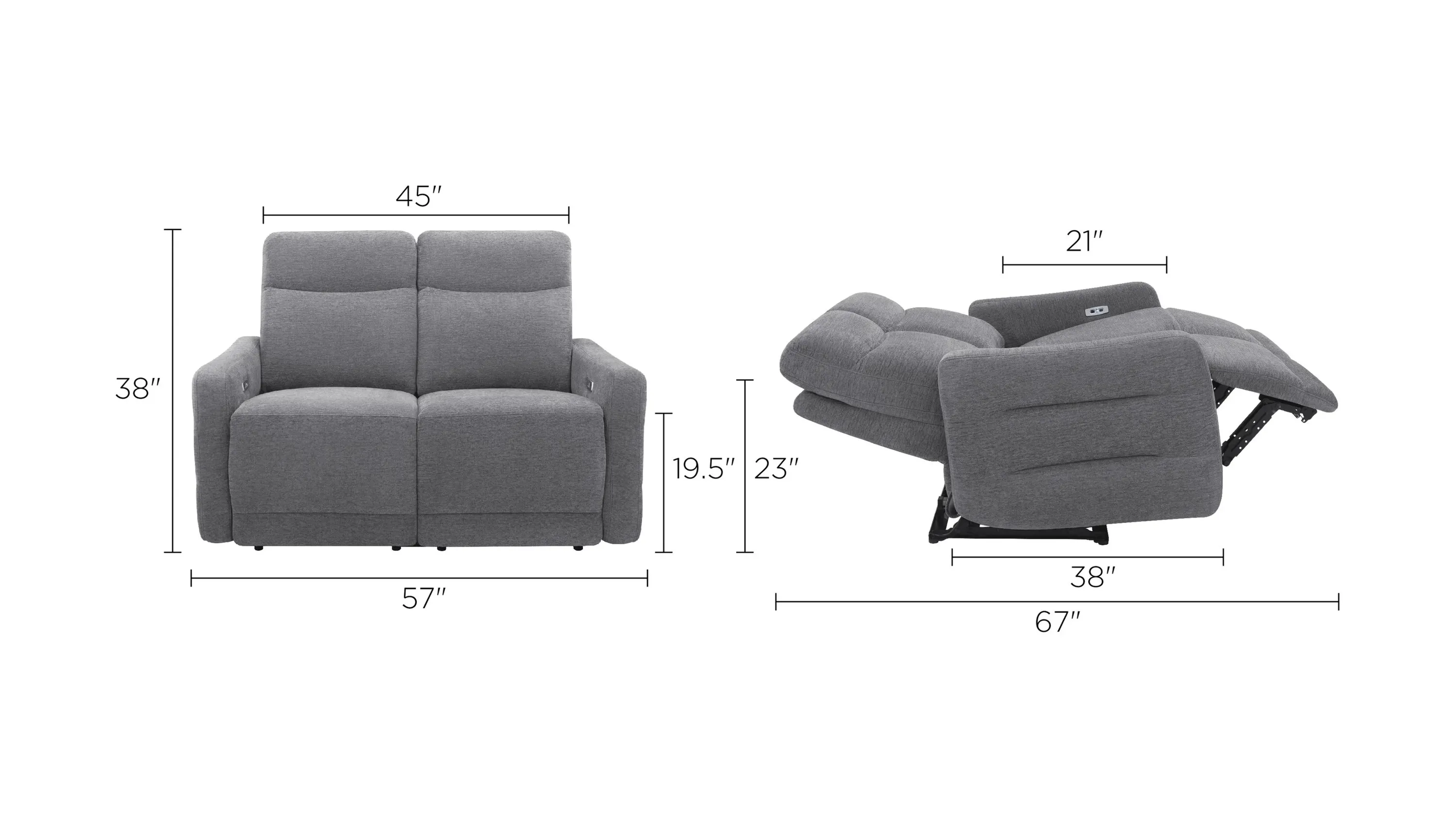 Yardley Chenille Power Loveseat with Power Headrest and Lay Flat