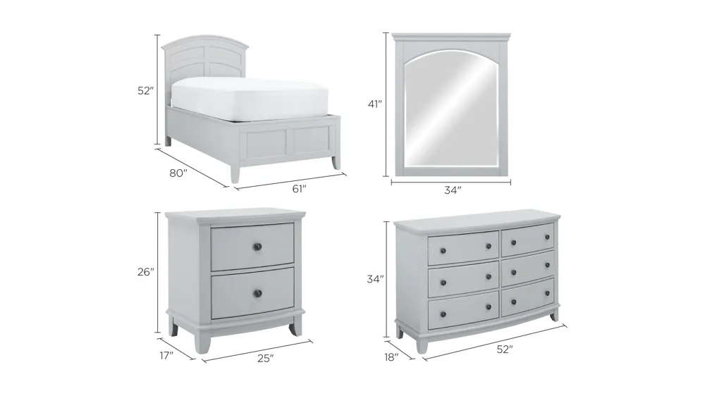 Kylie Youth 4-pc. Platform Bedroom Set Dimensions
