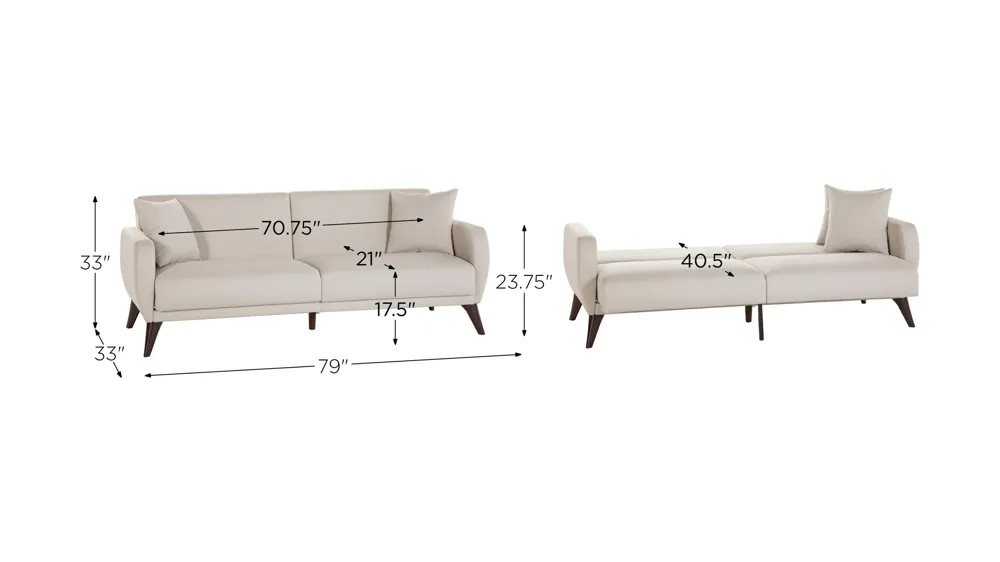 Lugano Sleeper Sofa with Storage Dimensions