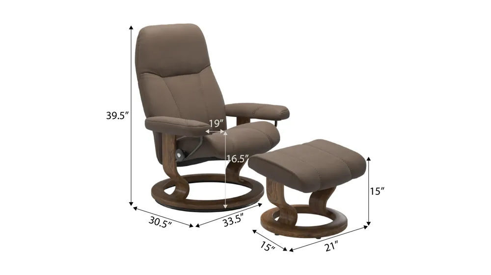 Consul 4-pc. Large Recliner & Ottoman Dimensions