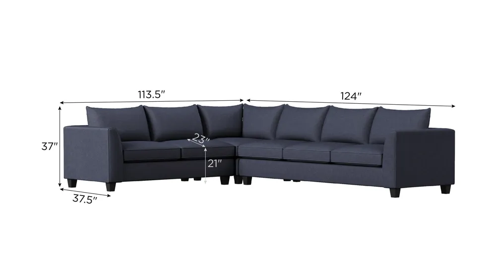 Daine 3-pc. Sectional Sofa Dimensions