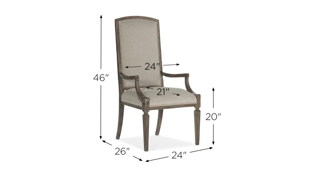 Woodlands Arched Upholstered Arm Chair - Set of 2 Dimensions