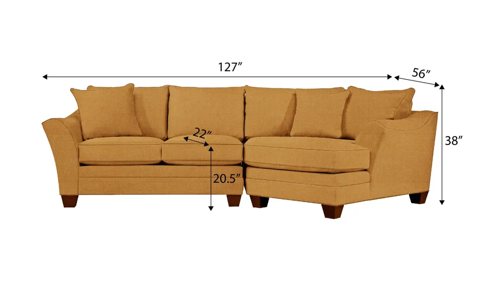 Foresthill 2-pc. Right Hand Cuddler Sectional Sofa Dimensions