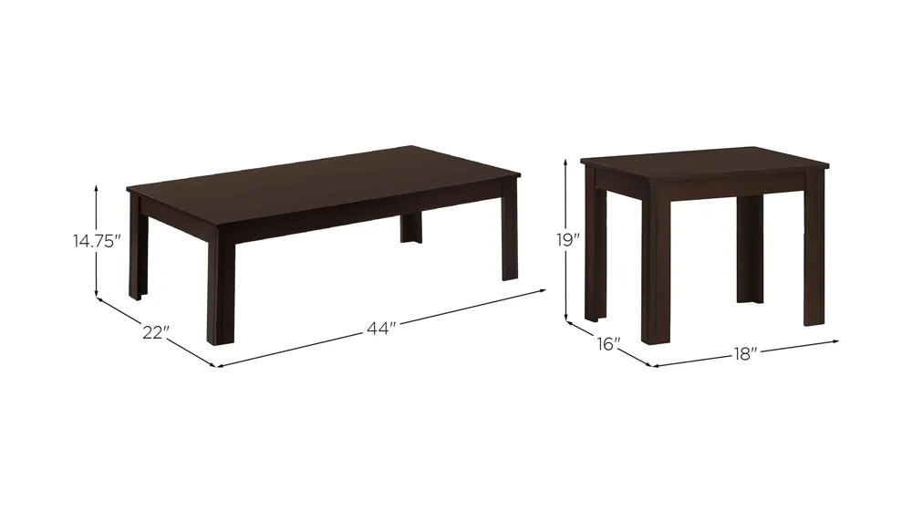 Monarch Specialties 3-pc. Table Set Dimensions
