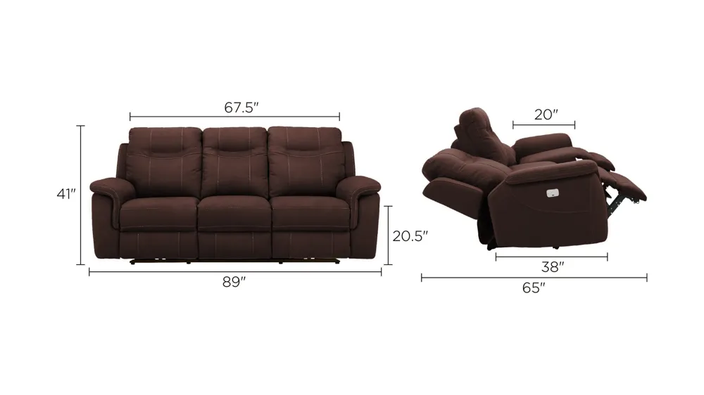 Stanfield Dual Power Layflat Sofa Dimensions