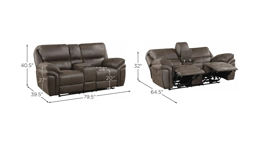 Cassiopeia Double Power Reclining Loveseat Dimensions