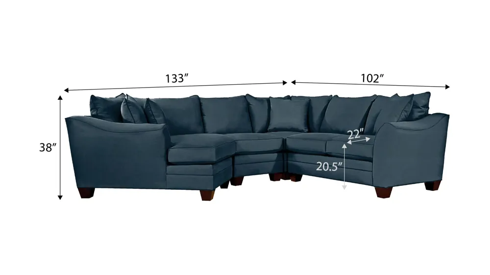 Foresthill 4-pc. Left Hand Cuddler Sectional Sofa Dimensions