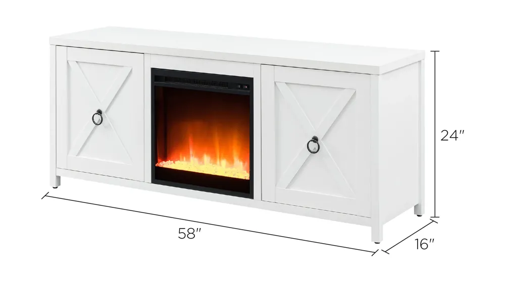 Jacana TV Stand with Crystal Fireplace Insert Dimensions