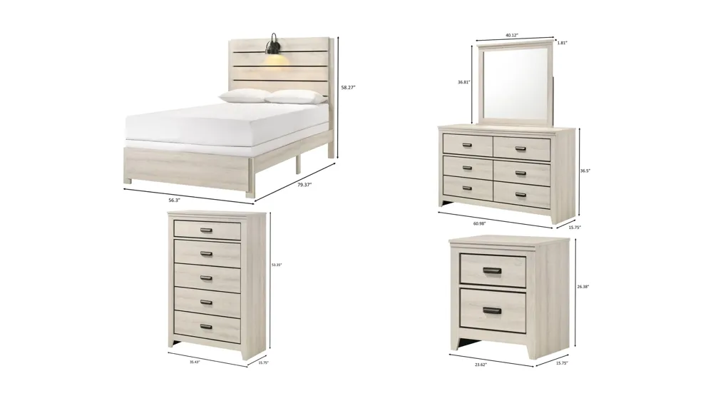 Carter 5-pc. Bedroom Set Dimensions