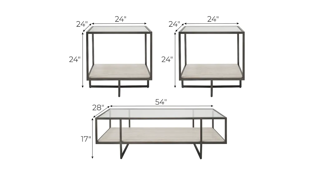Allie 3-pc. Occasional Tables Dimensions