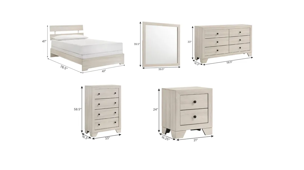 Atticus 5-pc. Bedroom Set Dimensions