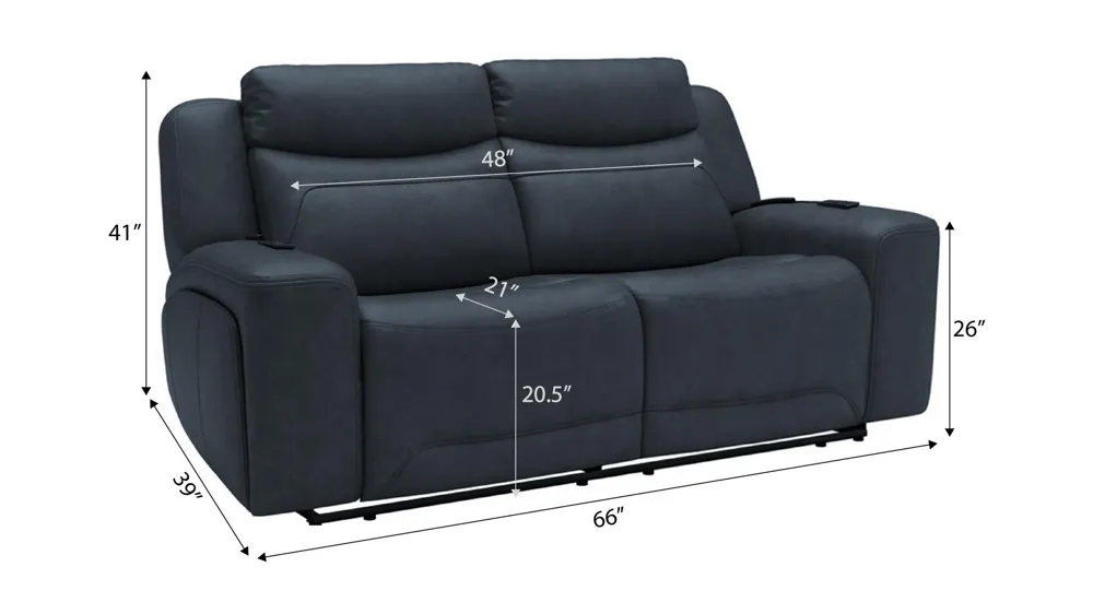 Morgenthal Triple Power Loveseat w/ Heat & Massage Dimensions