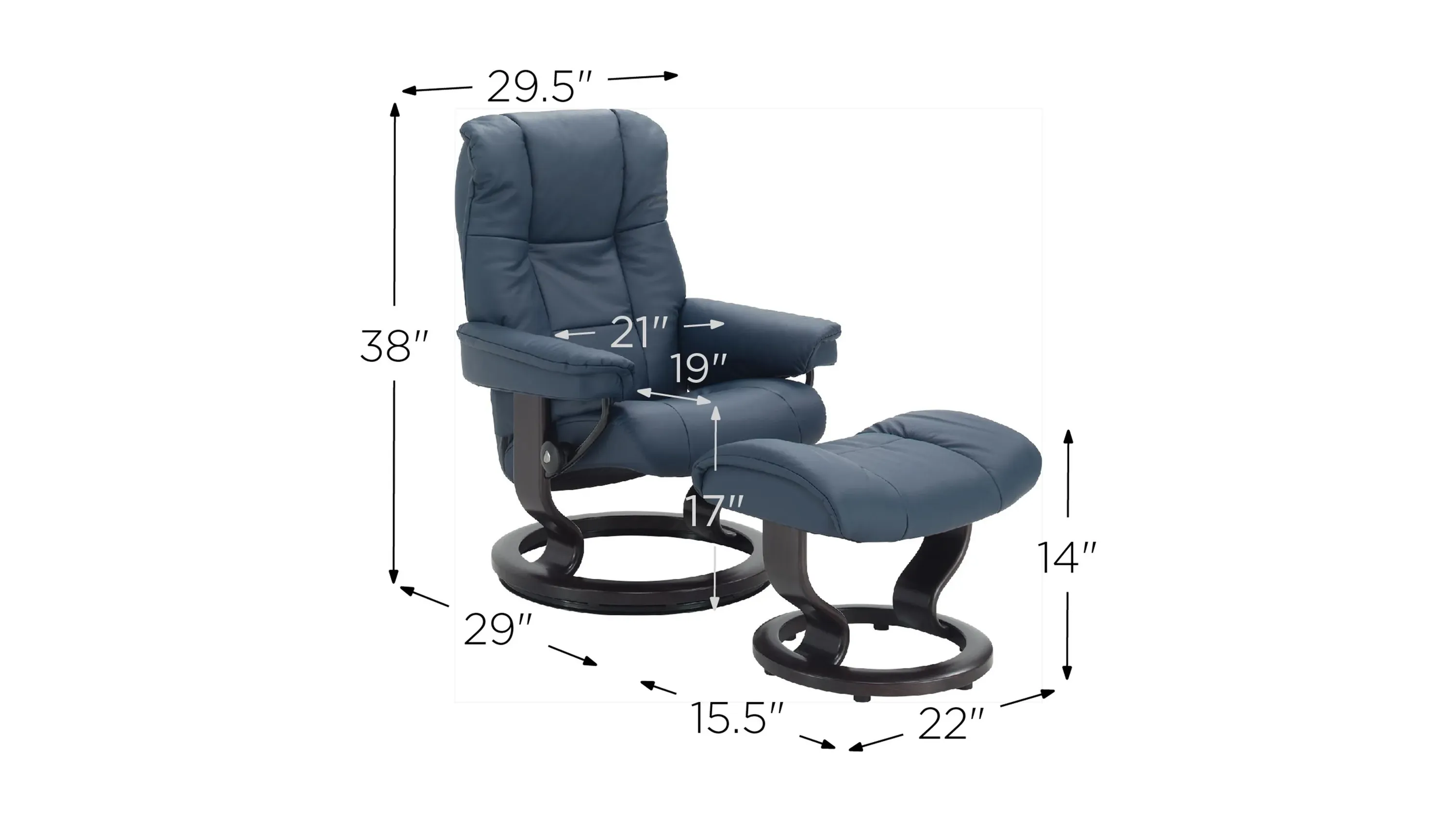 Stressless Mayfair Small Leather Reclining Chair and Ottoman
