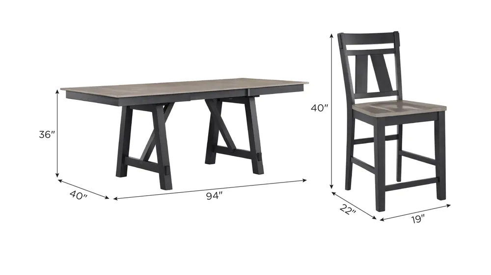 Vista Bay 7-pc. Counter-Height Dining Set Dimensions